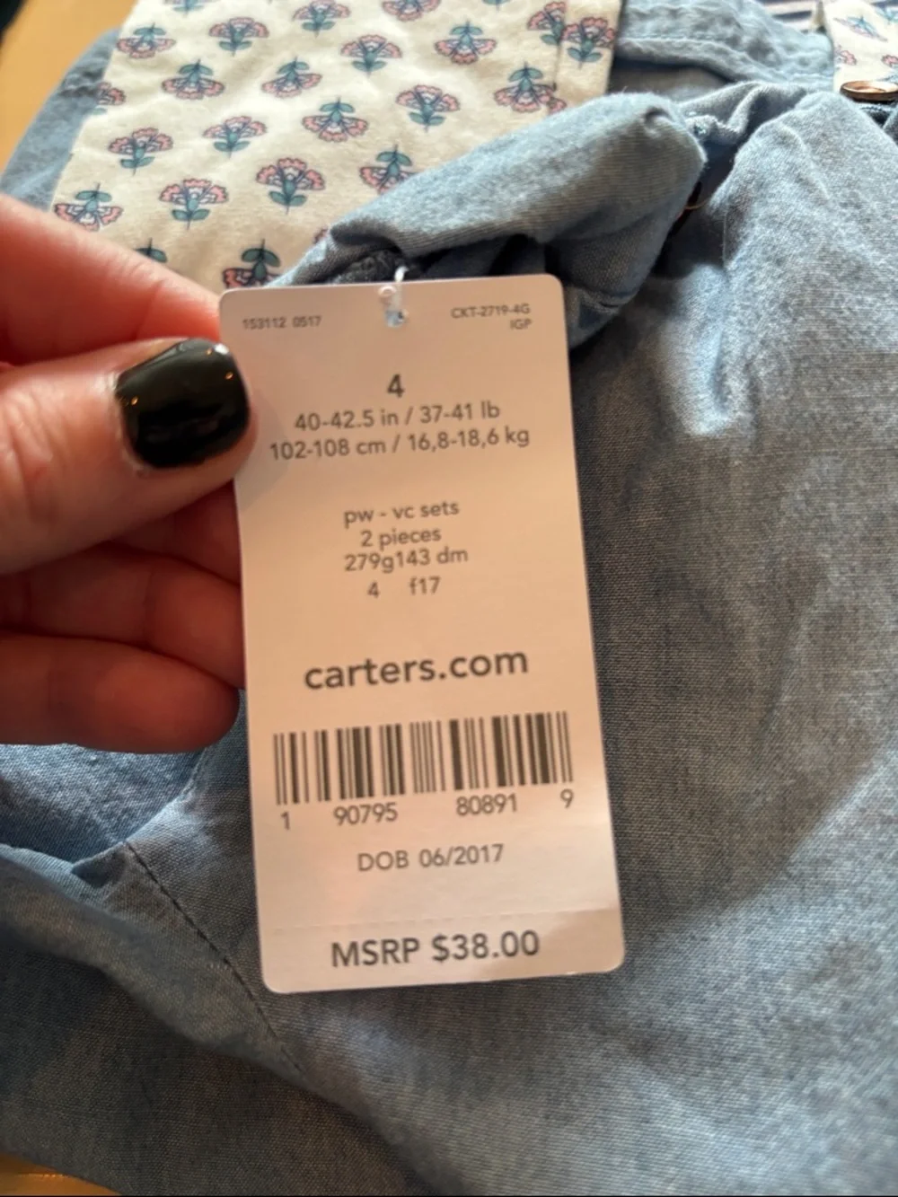 Carter's Blue Denim-Look Tunic and Patterned Leggings Set - Picture 3 of 3